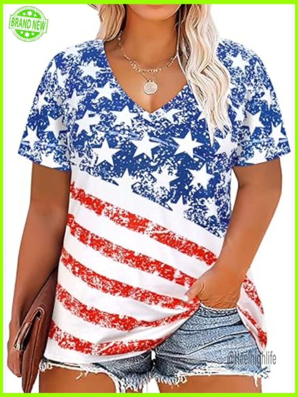 Plus Size V-Neck Tunic Top Loose Fit Summer T-Shirt XL-5XL